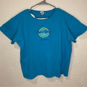 Vintage 90s Hard Rock Cafe Shirt Womens Large Orlando Florida Blue Logo